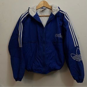 vintage electric blue Adidas zip windbreaker S